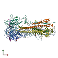 PDB entry 1hge coloured by chain, front view.