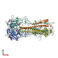 PDB entry 1hgg coloured by chain, front view.