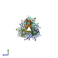 PDB entry 1hgg coloured by chain, side view.