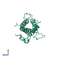 PDB entry 1hgu coloured by chain, side view.