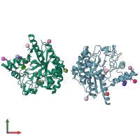 PDB entry 1hgy coloured by chain, front view.