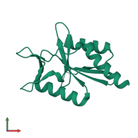 PDB entry 1hh1 coloured by chain, front view.