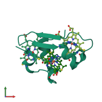 PDB entry 1hh5 coloured by chain, front view.