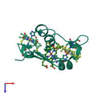 PDB entry 1hh5 coloured by chain, top view.