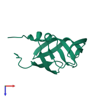 PDB entry 1hhp coloured by chain, top view.