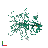 PDB entry 1hhv coloured by chain, ensemble of 25 models, front view.