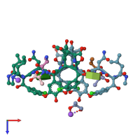 PDB entry 1hhy coloured by chain, top view.