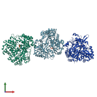 PDB entry 1hi1 coloured by chain, front view.