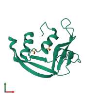 PDB entry 1hi2 coloured by chain, front view.