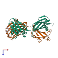 PDB entry 1hi6 coloured by chain, top view.