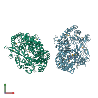 PDB entry 1hi8 coloured by chain, front view.