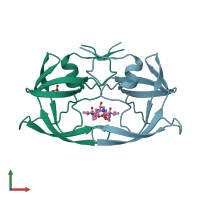 PDB entry 1hii coloured by chain, front view.