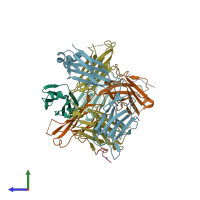 PDB entry 1him coloured by chain, side view.