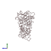 PDB entry 1hio coloured by chain, side view.