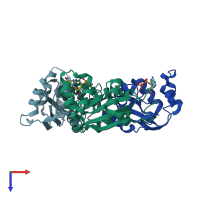 PDB entry 1hiy coloured by chain, top view.