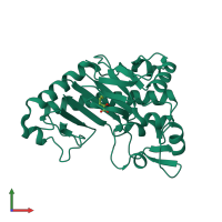 PDB entry 1hjf coloured by chain, front view.