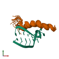 PDB entry 1hji coloured by chain, ensemble of 20 models, front view.