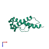 PDB entry 1hjm coloured by chain, top view.