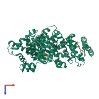 PDB entry 1hk4 coloured by chain, top view.