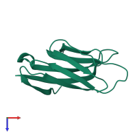 PDB entry 1hkf coloured by chain, top view.