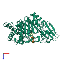 PDB entry 1hki coloured by chain, top view.