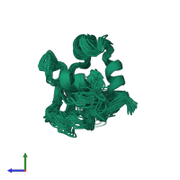 PDB entry 1hkt coloured by chain, ensemble of 28 models, side view.