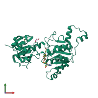 PDB entry 1hku coloured by chain, front view.