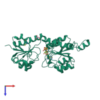 PDB entry 1hku coloured by chain, top view.