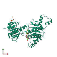 PDB entry 1hl3 coloured by chain, front view.