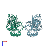 PDB entry 1hl8 coloured by chain, top view.