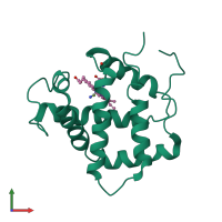 PDB entry 1hlm coloured by chain, front view.