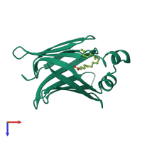 PDB entry 1hmt coloured by chain, top view.