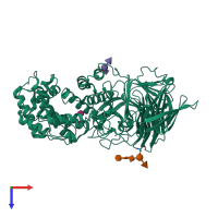 PDB entry 1hmu coloured by chain, top view.