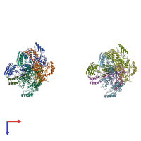 PDB entry 1hmv coloured by chain, top view.