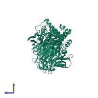 PDB entry 1hn0 coloured by chain, side view.