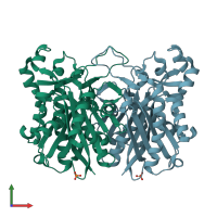 PDB entry 1hn9 coloured by chain, front view.