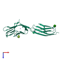 PDB entry 1hnf coloured by chain, top view.