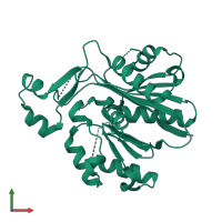 PDB entry 1hnk coloured by chain, front view.