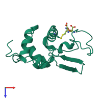 PDB entry 1hnl coloured by chain, top view.