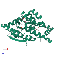 PDB entry 1hnu coloured by chain, top view.