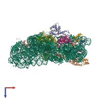 PDB entry 1hnw coloured by chain, top view.