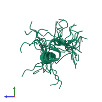 PDB entry 1ho0 coloured by chain, ensemble of 21 models, side view.
