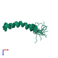 PDB entry 1hof coloured by chain, ensemble of 20 models, top view.
