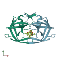 PDB entry 1hos coloured by chain, front view.