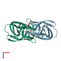 PDB entry 1hos coloured by chain, top view.