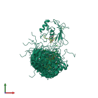 PDB entry 1hov coloured by chain, ensemble of 11 models, front view.