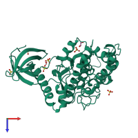 PDB entry 1how coloured by chain, top view.