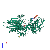 PDB entry 1hp1 coloured by chain, top view.