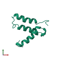 PDB entry 1hp8 coloured by chain, front view.