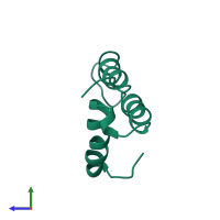 PDB entry 1hp8 coloured by chain, side view.